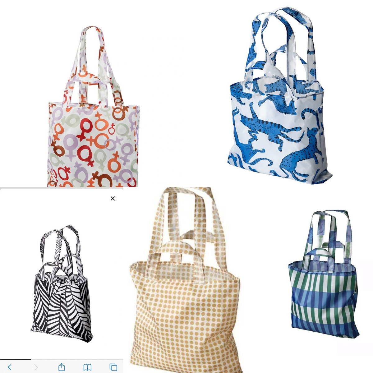 Ikea Skynke Foldable Stylish Pocket Pouch Reusable Shopping Bags