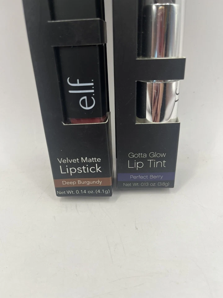 Lot Of 2 ELF Lip Colours Velvet Matte Deep Burgundy & Gotta Glow Lip Tint Berry - Image 2 of 4