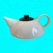 Claudia Shuride MCM White Teapot with Black Lid - Lid May Not Be Original