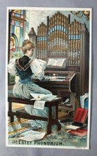 1880s ESTEY ORGAN Phonorium BRATTLEBORO Vermont Victorian Advertising TRADE CARD