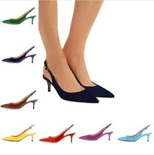 Womens OL Closed Pointy Toe Stilettos Slingbacks Mid Heels Dress Shoes 43/44/45