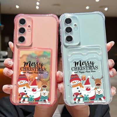 For Samsung S24 Ultra S23 S22 A16 A06 ShockProof Santa Claus Wallet Case Cover