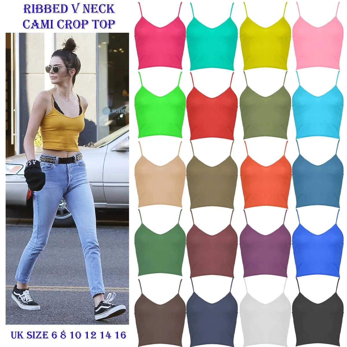 V neck spaghetti strap shop crop top
