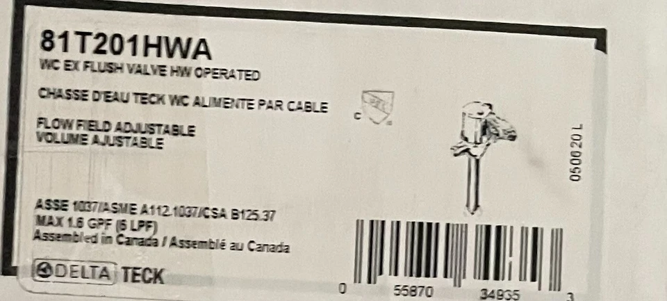 Válvula de descarga de cable duro Delta Commercial 81T201HWA para spud superior de 1-1/2" Foto 2 de 2