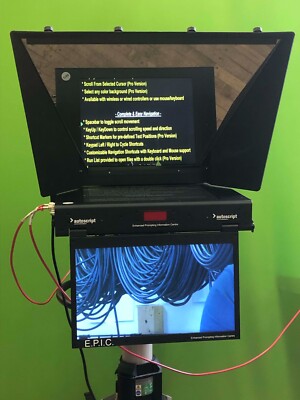 AUTOSCRIPT E.P.I.C. 17, 17'' DUAL Monitor Studio TELEPROMPTER, VGC, 1920 X 1080