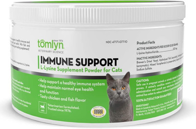 Immune Support Daily L-Lysine Supplement, Fish-Flavored Lysine Powder for Cat...