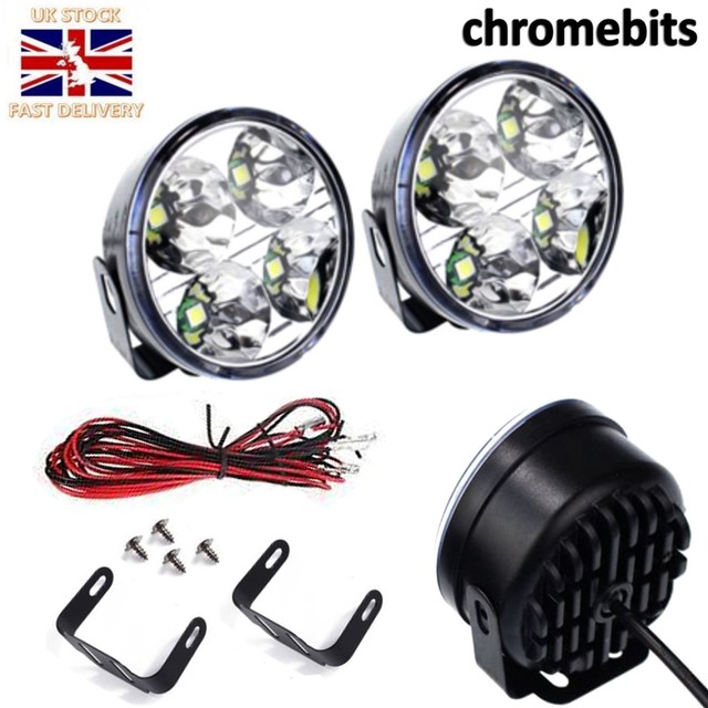Pair 2x Universal Car Van Bus Front LED Lights 12V Spot Fog Halogen
