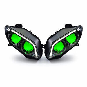 KT LED Halo Eye HID Projector Lens for Honda CBR1000RR 2004 2007 Headlight Green 
