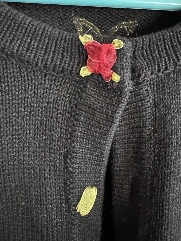 Cárdigan suéter Jack B.Quick negro tejido apliques de búho con joyas talla L Foto 2 de 4