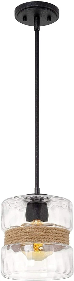 Sage 10" 1-Light Modern Pendant Light + Hammered Glass Shade, Textured Black - Image 2 of 4