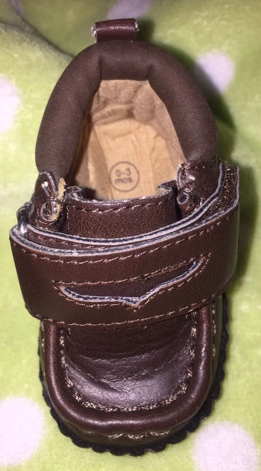 The Children's Place Infantil Bebé NIÑO Cuna Mocasín Zapatos Botas ~Talla 0-3 Mo Marrón Foto 4 de 4