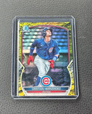 2023 Bowman Chrome Cristian Hernandez Yellow Lunar Crater Refractor 06/75