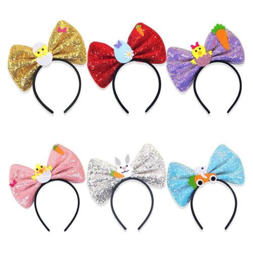 Easter Day Hair Hoop Glitter Rabbit Bow Headband Chick Hair Accessories Gi D4P7