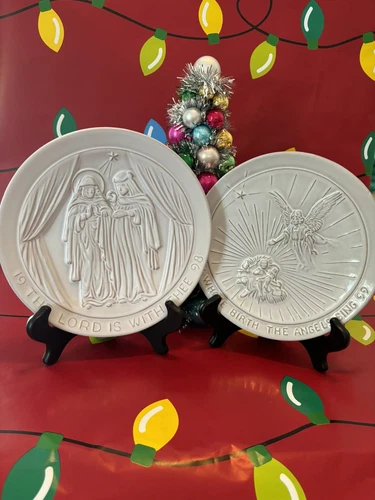 Frankoma 1998 & 99 Xmas Plates-Lord Is With Thee/Him Who’s Birth The Angels Sing