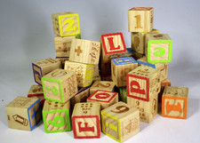 Set Of 36 ABC / 123 Wooden Blocks 1 3/4" LARGE