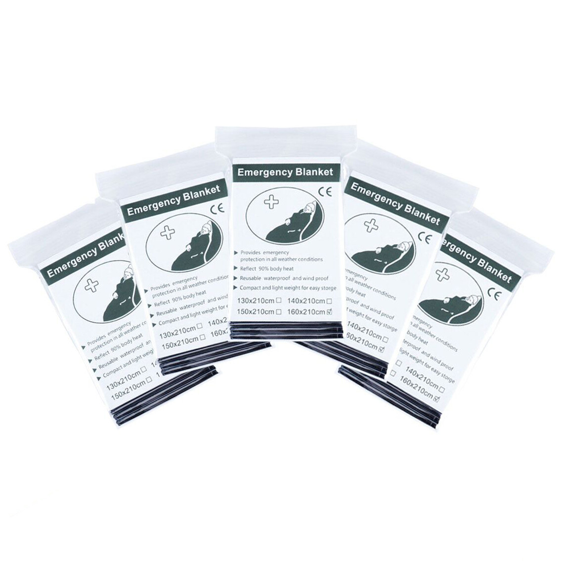 5 Pack Emergency Solar Blanket Packets Insulating Thermal Heat Survival Gear