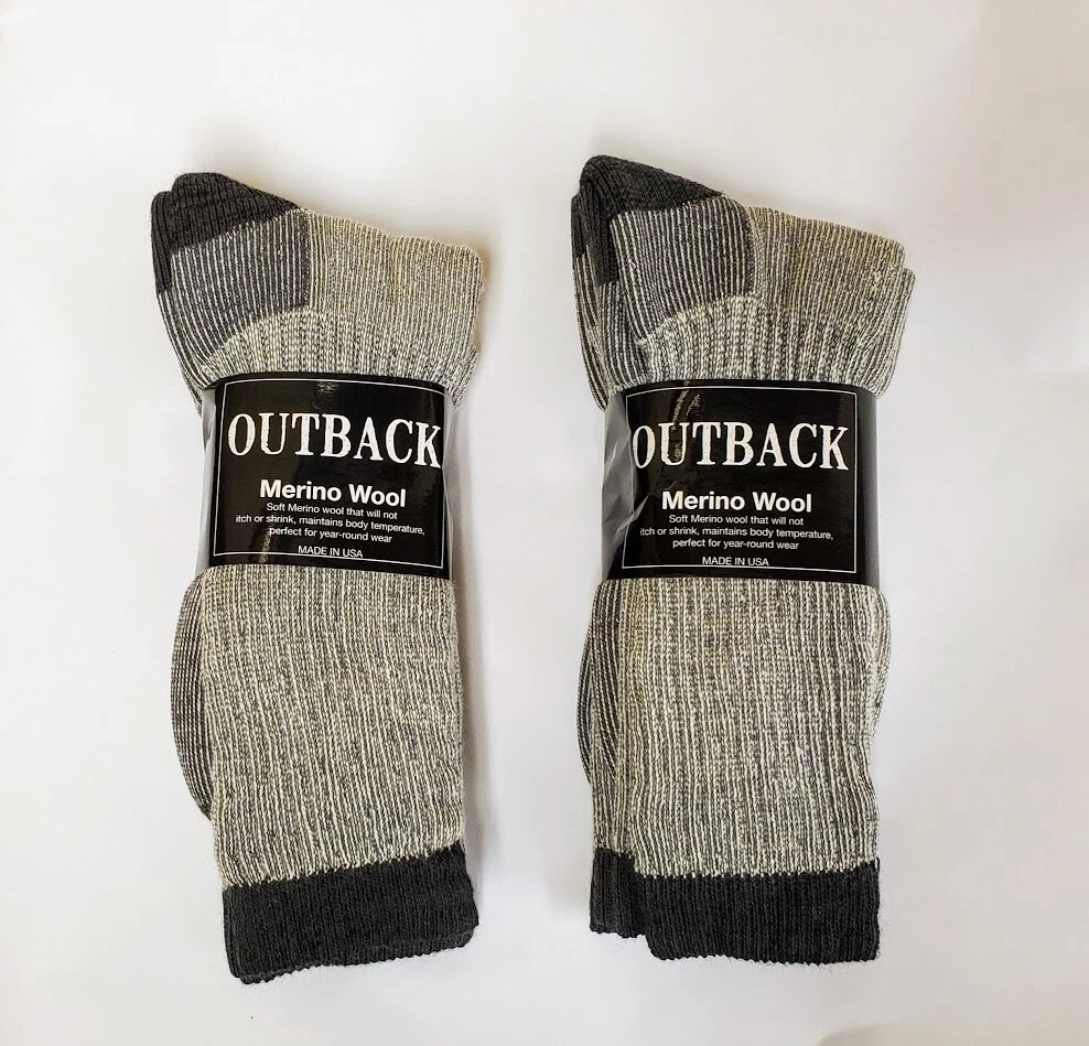 4 Pair Grey Heather Acrylic/MERINO Wool Blend Socks Men's Med-Large FREE SHIP