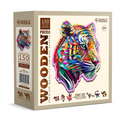 Holzpuzzle Bunter Tiger 150 Teile - Einzigartiges Puzzle - COLORFUL TIGER WOODEN