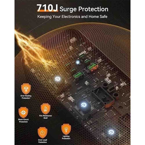 High Power 5 Outlet Surge Protector Powerboard 2500W Overload Wall Mount Office - Picture 17 of 26