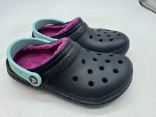 Crocs Classic Lined Clogs Womens Black Rubber Slip-On Lightweight Comfort - 6