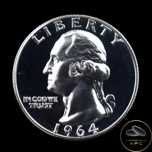 1964 Washington Quarter Gem Proof from Mint Set High Grade Beauty