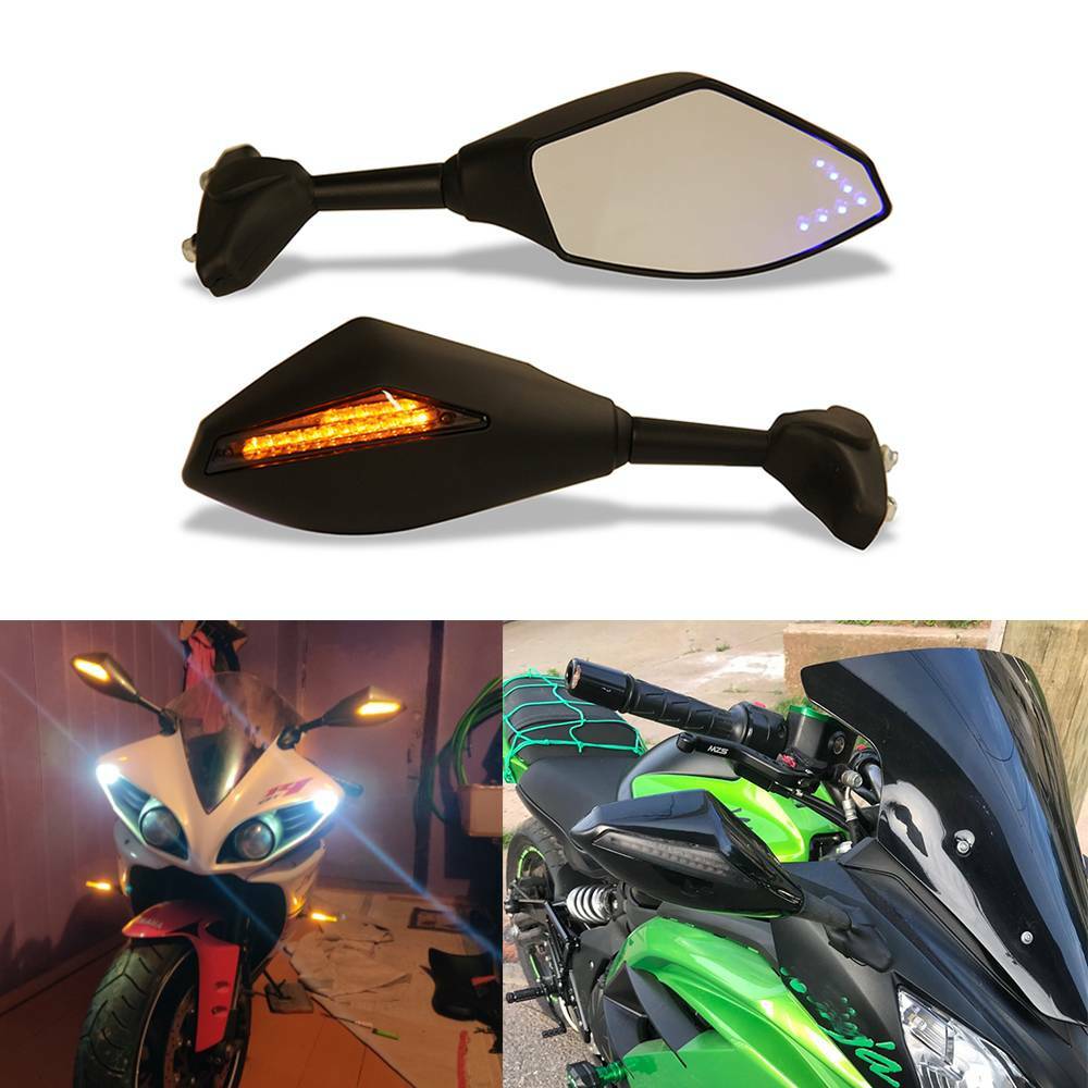 Motorcycle LED Turn Signal Side Mirrors For Kawasaki Ninja ZX6R