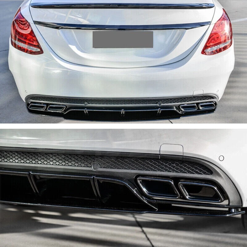 C63 Style Rear Diffuser Lip For Mercedes Benz W205 C300 C350 2015-2021 - Image 3 of 4