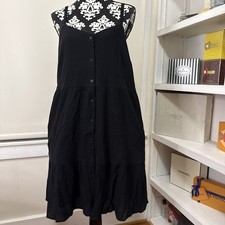 Gap Cami Dress Black Summer Lightweight Medium Short Simple 100 % cotton pockets
