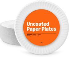 9" Uncoated White Paper Plates 100 1 pack 100 count ,