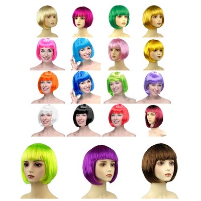 Frauen Short Straight Mit Flat Bangs Dame Kurze Gerade Perücke 1 Stück Weich