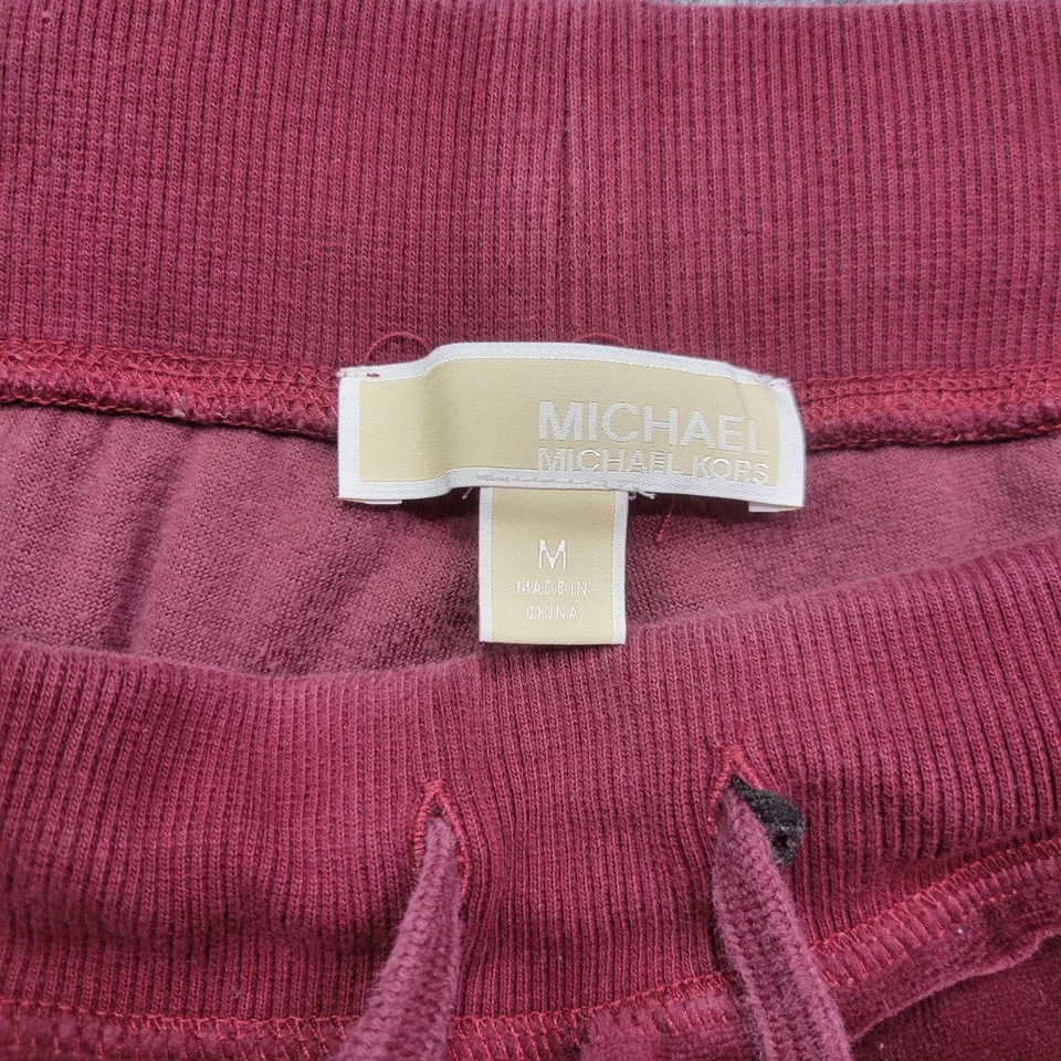 Michael Kors Pants Womens Medium Burgundy Velour Flare Lounge Drawstring Pockets - Image 2 of 4