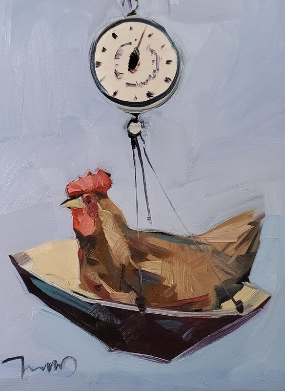 Brown Chicken Scale Canvas PRINT of Oil Painting by Artist Jose TRUJILLO 12x16