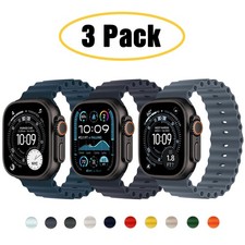 3 PACK Silicone Ocean Band for Apple Watch 11 10 9 8 7 44/45/46/49mm Ultra 3 2 1