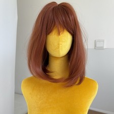 Heat Resistant Hair Natural Copper Red Straight Costume Wig With Bangs