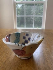 Caroline Koons Pottery Bowl Signed Abstract Rare Find