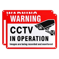 2-Pack CCTV in Operation Sign, 10 x 7" Camera Sign for Indoor Outdoor CCTV