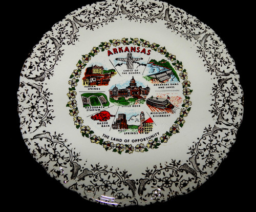 Vintage Souvenir Plate Arkansas 9.25"