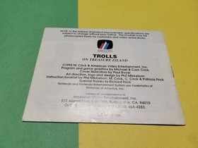 Trolls on Treasure Island Instruction Manual Booklet NES Manual Only Authentic