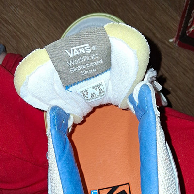 VANS Half Cab Mid Top Skate Shoes Lace-Up Sneaker White Blue Yellow