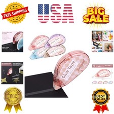 Scrapbook Tape, 4 Pack Double Sided Tape Roller for Crafts, Adhesive Glue Run...