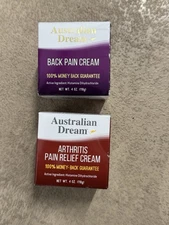 Australian Dream Arthritis Pain Relief 4oz & Back Pain Cream 4oz 7/26 & 2/28