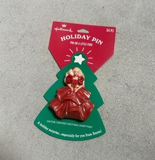 Vintage 1995 Hallmark Christmas Barbie Pin Holiday Red Sparkle Dress NEW