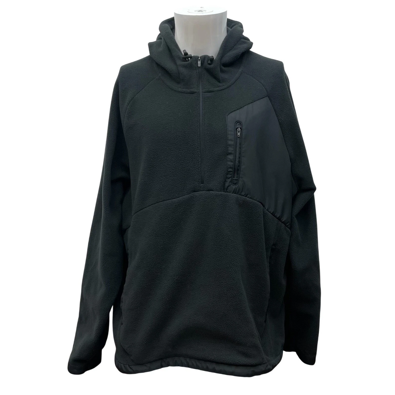 Under Armour Mens XL Black Microfleece Hoodie Tactical Half Zip Pocket Pullover
