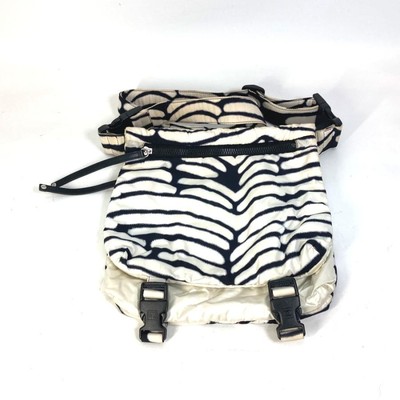 CHANEL Zebra print crossbody sports shoulder bag black ladies used