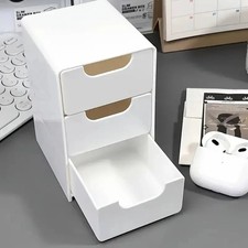 3-Tier Plastic Cosmetic Storage Box Organizer with Drawers Multifunctional