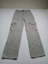Aeropostale Utility Cargo Pants Womens XS Khaki Tan 100 Cotton Wide Leg Casual