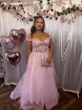 Prom Dress Size 14-16 Baby Pink Slight Tan Marks On The Armpits Worn Once New