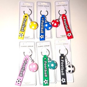 Soccer Football Keychains 3D Ball Wristlet Strap Bag Charm Sports Gift 6 Pk NEW
