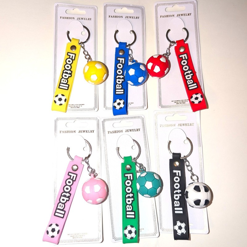 Soccer Football Keychains 3D Ball Wristlet Strap Bag Charm Sports Gift 6 Pk NEW