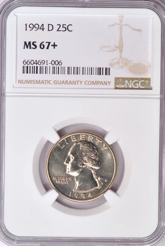 1994 D Washington Quarter NGC MS 67 PLUS MS 67+ Top Pop Coin None Finer 25C